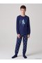 Peak New Season Navy Blue Printed Boys' Pajama Set