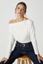 Women's Grace Asymmetrical Shoulder Detail Ecru Blouse