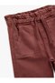 Girl's Cotton Loose Fit Denim Trousers with Lace-Up Waist and Pockets - 3