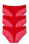 High Waist Lace Bato New Year's Special Collection Women's Panties Red 3-Piece 555 - 2