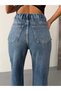 Women's High Waist Wide Leg Jean Pants with Elastic Back - 5