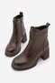 Women's Round Toe Zippered Stitched Detailed Thick Heeled Boots Merisin Brown - 2