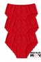 High Waist Lace Bato New Year's Special Collection Red Panties 3-Piece 555 - 5