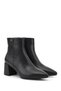 Women's Black Zippered Pointed Toe Thick Heeled Boots - 5