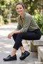 Women's Black Wedge Sole Genuine Leather Shoes - 4