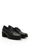 Black Gön Genuine Leather Round Toe Medium Heeled Lace Up Women's Shoes 24230 - 5