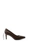 Women's Brown Platinum Pointed Toe Thin Heeled Genuine Leather Stiletto - 3