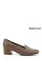 Mink Antique Genuine Leather Blunt Toe Short Thick Heeled Women's Shoes 13312