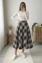 Plaid Patterned Cashmere Flared Skirt - Brown