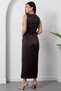 Oval Neckline Waist Buckle Satin Dress Grs3940 - 7