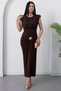 Crew Neck Gathered Side Buckle Dress K-251642