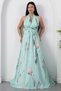 Halter neck floral dress with corsage k-262604 - 6