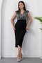 Double Breasted Collar Pulpayet Detail Sleeveless Crepe Dress Grs3820 - 6