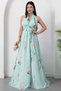 Halter neck floral dress with corsage k-262604 - 3
