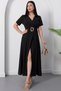 Shirt Collar Buckle Belted Dress Dks1408 - 4