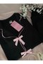 Coco Winter Thermal Merlin Fabric Black Pajama Set with Special Pouch - 2
