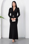 V-Neck Long-Sleeved Dress with Buckle at the Waist K-262757
