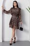 Neck Tie V-Neck Leopard Chiffon Dress Ny3299 - 8