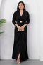 V-Neck Slit Buckled Long Sleeve Dress K-262739 - 5