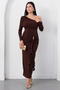 One-Shoulder Long Sleeve Sandy Dress K-262717 - 5