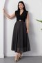 Double-Breasted Collar Belted Polka Dot Chiffon Dress Grs3911 - 4