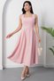 Square Neck Sleeveless Crepe Dress 2026-4558 - 2