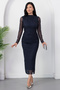Round Neck Draped Tulle Dress with Stones DKS1330 - 3