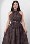 Halter Neck Leather Belted Polka Dot Dress K-261729 - 2