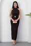 Halter Neck Dress with Waist Buckle and Tie Grs4023 - 5