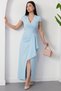 Double-Breasted Collar Skirt Pleated Slit Dress Jnl3115 - 3