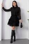 Round Neck Flocked Hem Chiffon Dress GRS3863 - 4