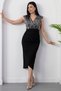 Double Breasted Collar Pulpayet Detail Sleeveless Crepe Dress Grs3820 - 7