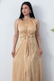 Halter Neck Front Tie Satin Dress K-251656 - 6