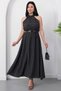 Halter Neck Leather Belted Polka Dot Dress K-261729 - 3