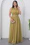 Crew Neck Waist Gathered Chiffon Dress K-261639