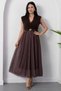 Double-Breasted Collar Belted Polka Dot Chiffon Dress Grs3911 - 7