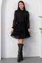 Round Neck Flocked Hem Chiffon Dress GRS3863 - 6
