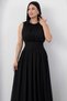 Crew Neck Waist Gathered Chiffon Dress K-261639 - 2