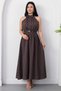 Halter Neck Leather Belted Polka Dot Dress K-261729 - 5