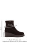 Women's Brown Suede Zippered Wedge Heeled Genuine Leather Boots - 3