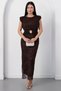 Oval collar buckle glitter dress grs4113