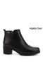 Women's Black Floater Zippered Thick Heeled Genuine Leather Boots
