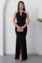 V-Neck Metal Neck Collar Sandy Dress K-261749 - 3