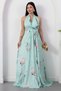 Halter neck floral dress with corsage k-262604 - 5