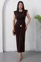 Crew Neck Gathered Side Buckle Dress K-251642 - 3