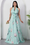 Halter neck floral dress with corsage k-262604 - 4
