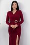 Double-Breasted Collar, Waist Buckle, Long Sleeve Dress K-262671 - 2