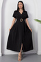 Shirt Collar Buckle Belted Dress Dks1408 - 6