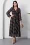 Double-Breasted Collar Long Sleeve Plaid Chiffon Dress 2026-4527 - 3