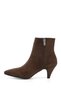Women's Brown Suede Zippered Pointed Toe Thin Heeled Boots - 6